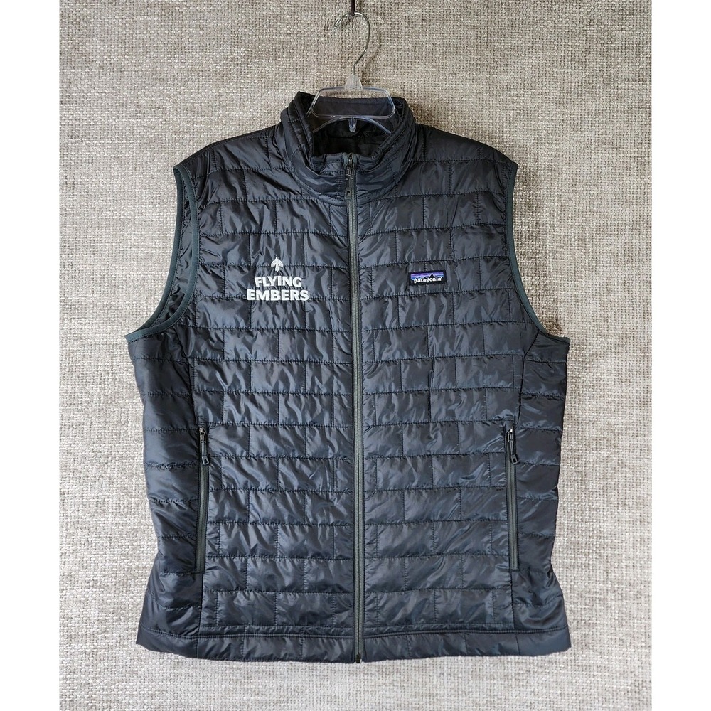 Patagonia Nano‎ Puff Quilted Vest Mens L Gray Full Zip Primaloft Insulated Logo